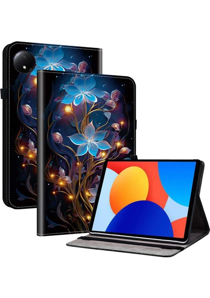 Xiaomi Redmi Pad Se 4g 8.7 Inç Deri Kılıf Desen Baskılı Stand Tablet Kılıfı Kart Yuvaları ile (Yurt Dışından)
