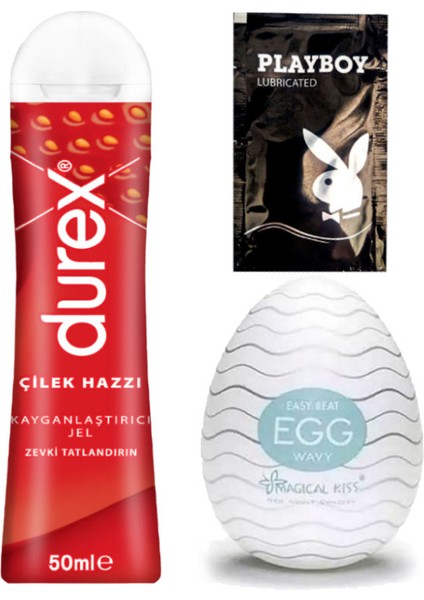 Çilek Hazzı 50 ml Jel + Egg Wavy Erkeklere Cep Tipi Mastürbatör + Hediye