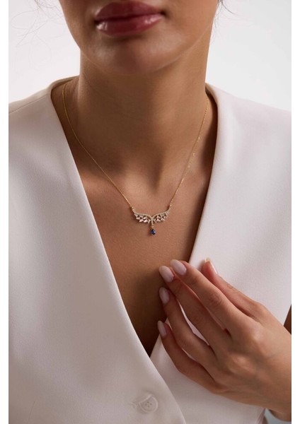 Melek Tasarım Damla Mavi Taşlı Kolye New modelleri