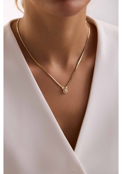 Balık Sırtı Parçalı Baget Kolye 8 Ayar Altın 50 cm