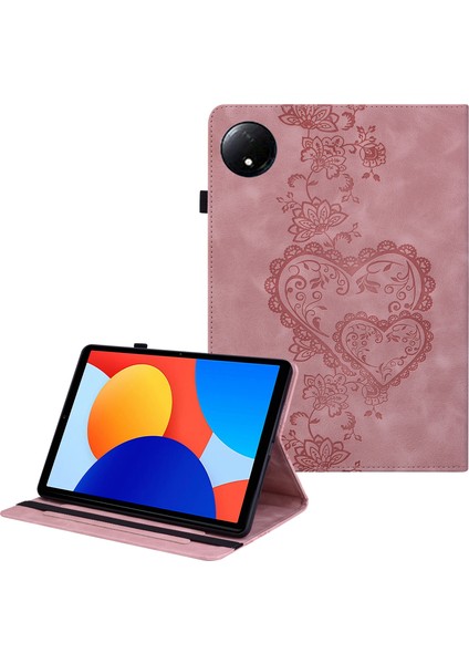 Xiaomi Redmi Pad Se 4g 8.7 Inç Deri Kılıf Kalp Baskı Katlanabilir Stand Kart Yuvası Kalem Tutucu Tablet Kılıfı (Yurt Dışından)