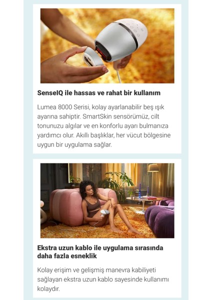 Lumea Ipl 8000 Series Premium Lazer Epilasyon Cihazı, 450.000 Atım, Uv Koruma Tüy Alma Cihazı + Tıraş Makinesi + Yüz Temizleme Cihazı + Onerous Lambader