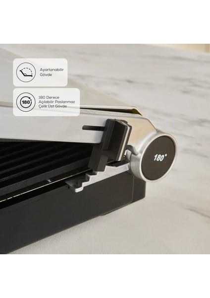 Premium Döküm Izgara ve Tost Makinesi | 3 In 1 Çok Amaçlı Kullanım | LCD Ekran | Sesli Uyarı | 6 Dilim Kapasite + Onerous Mutfak Tartısı