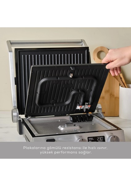 Premium Döküm Izgara ve Tost Makinesi | 3 In 1 Çok Amaçlı Kullanım | LCD Ekran | Sesli Uyarı | 6 Dilim Kapasite + Onerous Mutfak Tartısı