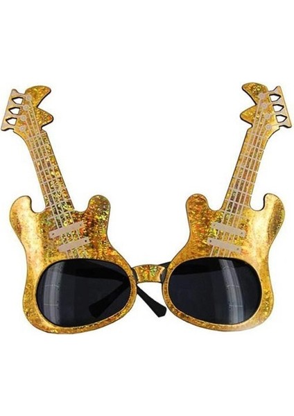 Altın Renk Gitar Şekilli Parti Gözlüğü