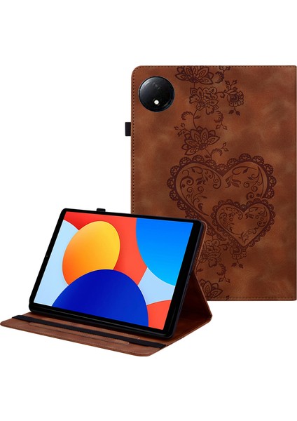 Xiaomi Redmi Pad Se 4g 8.7 Inç Deri Kılıf Kalp Baskı Katlanabilir Stand Kart Yuvası Kalem Tutucu Tablet Kılıfı (Yurt Dışından)