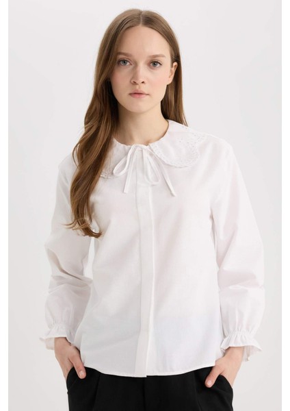 Regular Fit Poplin Uzun Kollu Gömlek Tunik E4355AX25SP