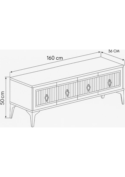 Vina TV Sehpası Atlantik Çam Antrasit Gold 4 Kapaklı Çizgili Kulplu 160x36x50 Cm fırsatları