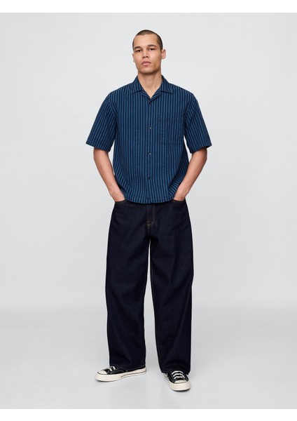 Erkek Lacivert Denim Çizgili Gömlek indirimleri