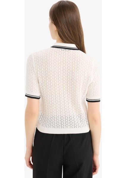 Regular Fit Polo Yaka Kısa Kollu Kazak E7153AX25SP