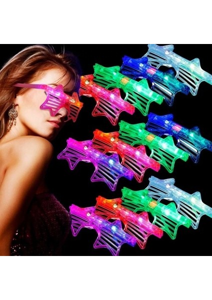 Ledli Yıldız Parti Gözlüğü 6 Renk 12 Adet