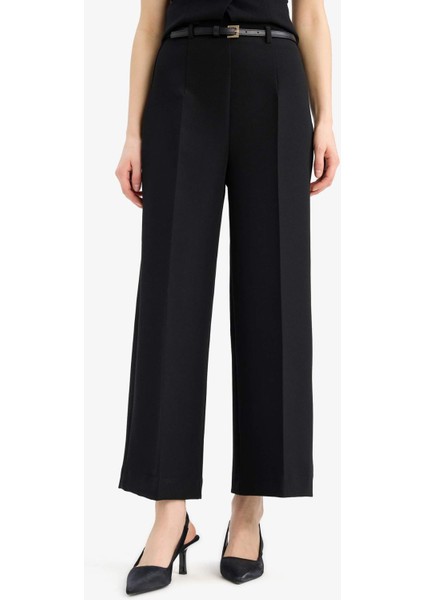 Culotte Yüksek Bel Düz Geniş Cepli Paça Kumaş Pantolon E7242AX25SP