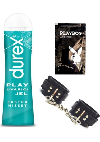 Play Ekstra Hisset Uyarıcılı Jel 50 ml + Siyah Deri El Kelepçesi + Hediye