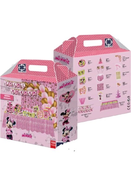 Minnie Mouse Partisi 100 Parça Seti - Minnie - Parti Malzemesi - Doğum Günü