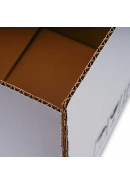 30X23X23 cm Beyaz Tek Oluklu A-Box Taşıma Kolisi 200 Adet - Beyaz