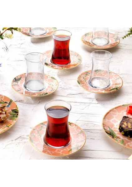 Sorte Çay Seti 12 Parça-Pembe