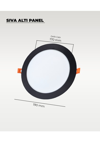 15W Sıva Altı Yuvarlak Siyah LED Panel Beyaz Işık fiyatları