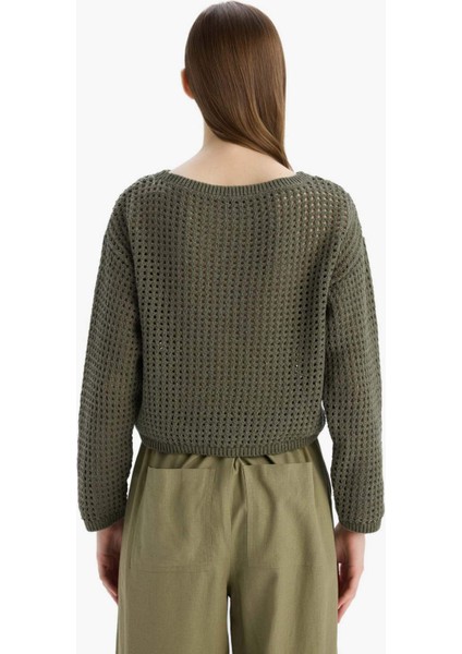 Regular Fit Bisiklet Yaka Kroşe Triko Kazak T4513AZ25SP