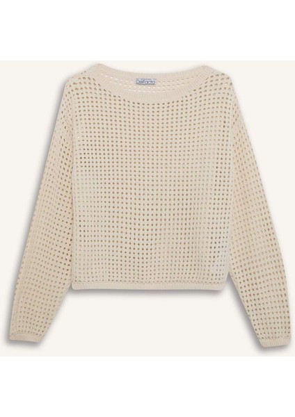 Regular Fit Bisiklet Yaka Kroşe Triko Kazak T4513AZ25SP