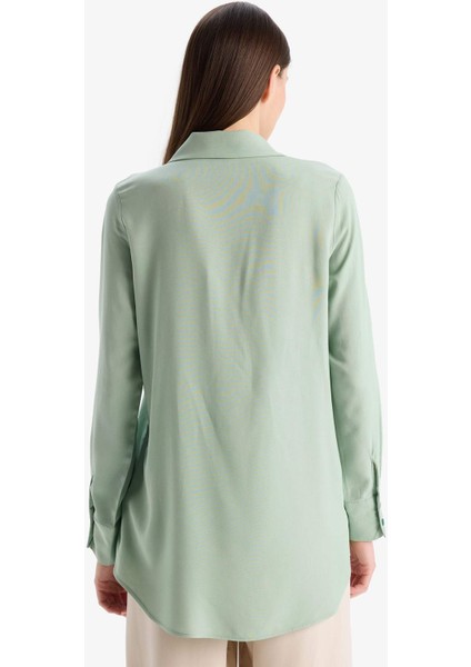 Regular Fit Basic Düz Uzun Kollu Tesettür Gömlek Tunik Z3538AZ25SP