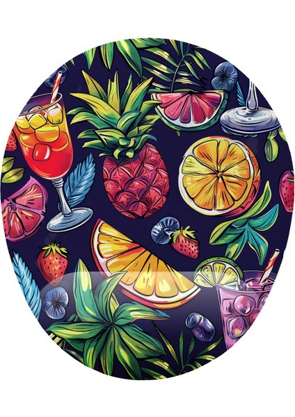 Tropikal Meyve Kokteyli Bilek Destekli Kaymaz Buruşmaz Kırılmaz Mouse Pad
