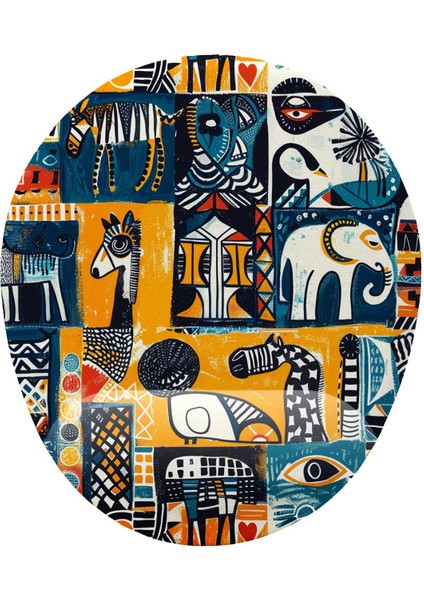 Afrika Desenli Bilek Destekli Kaymaz Buruşmaz Kırılmaz Mouse Pad
