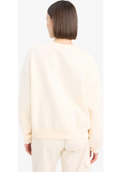 Coool Oversize Geniş Kalıp Bisiklet Yaka Baskılı Kalın Sweatshirt E7638AX25SP