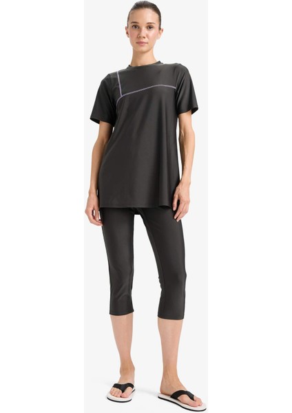 Regular Fit 4'lü Hızlı Kuruyan Burkini Tesettür Basic Düz Mayo Takım E3514AX25HS modelleri