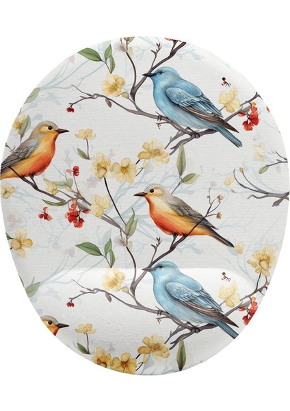 Kuş Desenli Bilek Destekli Kaymaz Buruşmaz Kırılmaz Mouse Pad