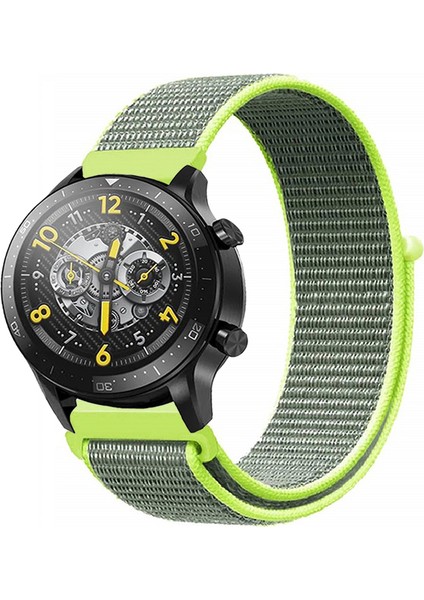 Realme Watch 2 , 2 Pro , S , S Pro ile Uyumlu Kordon Kumaş Desenli Cırt Cırtlı Spor Kayış
