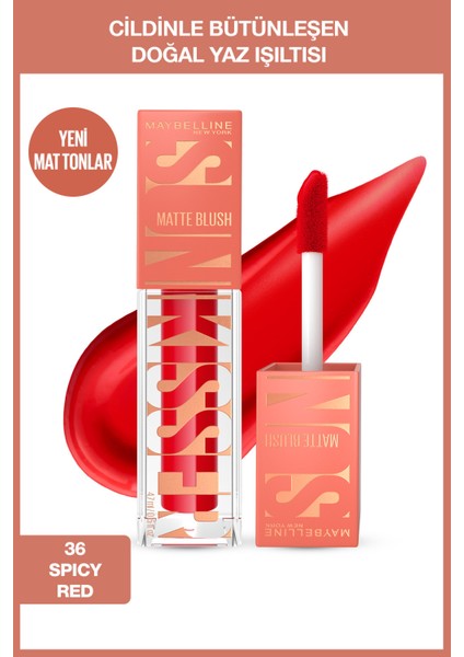 Maybelline Sun Kısser Matte Blush Sıvı Allık 34 Peachy Quench