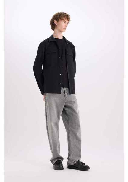 Regular Fit Çift Cepli Twill Uzun Kollu Gömlek E7689AX25SP