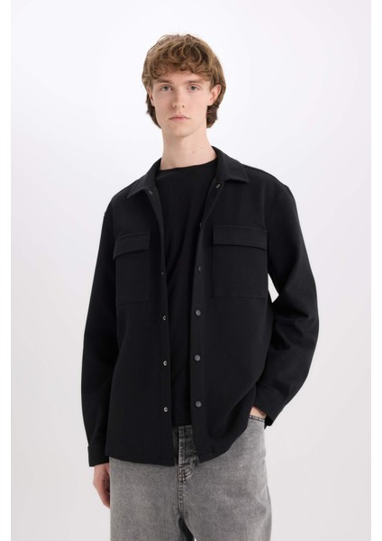 Regular Fit Çift Cepli Twill Uzun Kollu Gömlek E7689AX25SP