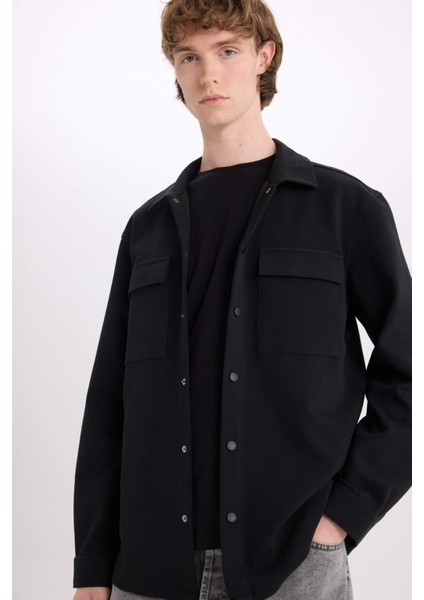 Regular Fit Çift Cepli Twill Uzun Kollu Gömlek E7689AX25SP