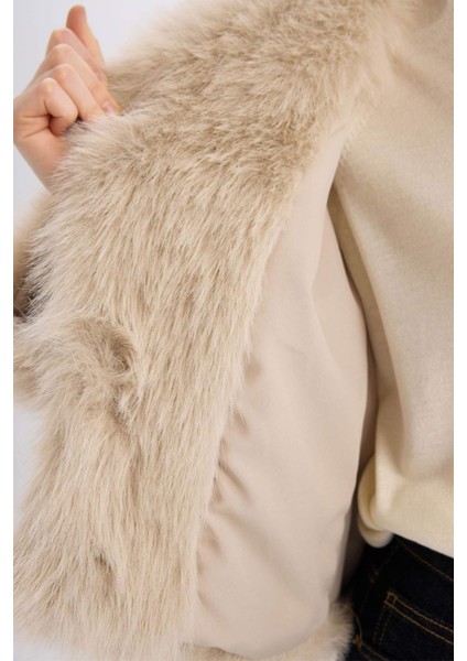 Regular Fit Kruvaze Yaka Çıtçıtlı Suni Kürk Mont E7754AX24WN indirimleri