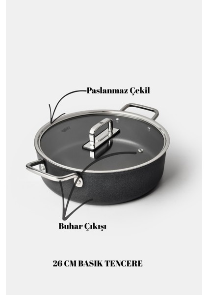 7 Parça Set (18-22 cm Derin, 26 cm Basık, 26 cm Tava)