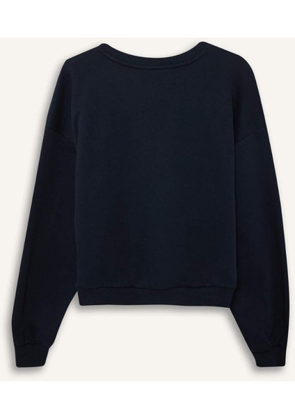 Regular Fit Bisiklet Yaka Kalın Basic Düz Sweatshirt D6645AX25SP