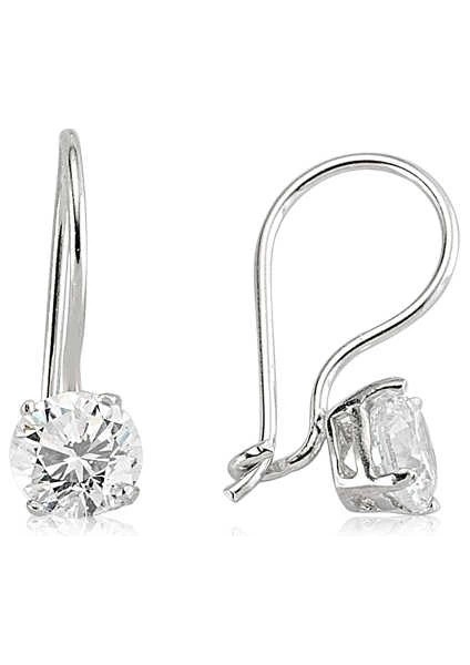 Gümüş Tek Taş Sallantılı Küpe