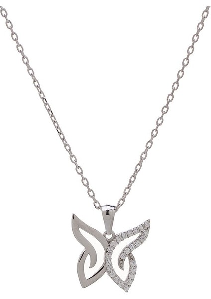 Kelebek Zirkon Taşlı Model-2 925 Ayar Gümüş Kadın Kolye