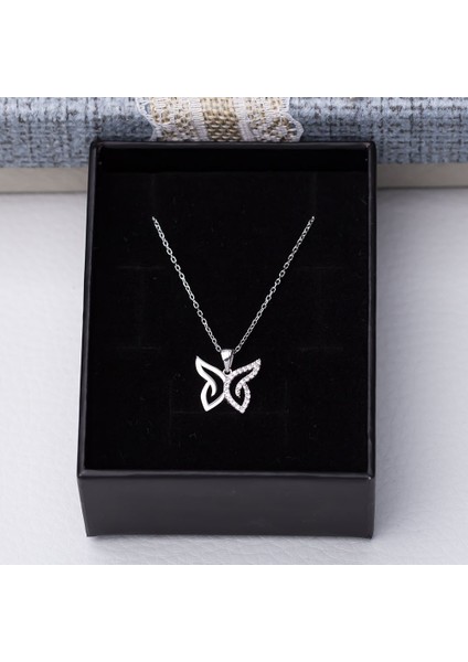 Kelebek Zirkon Taşlı Model-2 925 Ayar Gümüş Kadın Kolye modelleri