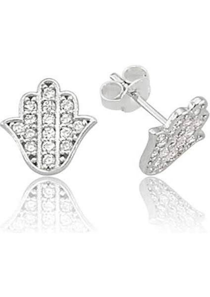 Gümüş Fatma Ana Eli Çivili Küpe