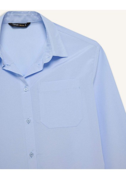 Oversize Geniş Kalıp Poplin Uzun Kollu Gömlek E7188AX25SP