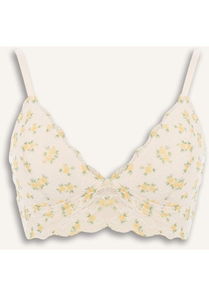 Baskılı Pedli Dantel Bralet-Fall in Love E6986AX25SP