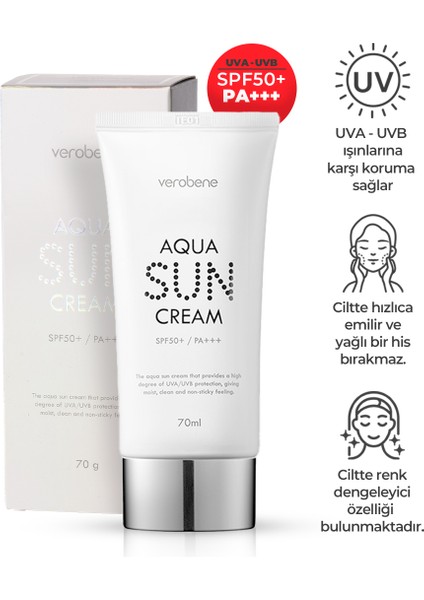 Aqua Sun Cream Su Bazlı Nemlendirici Güneş Kremi SPF50 Kore 70ml fiyatları