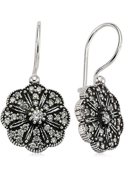 Gümüş Sallantılı Çiçek Küpe