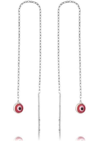 Gümüş Zincirli Pembe Nazar Küpe fiyatları