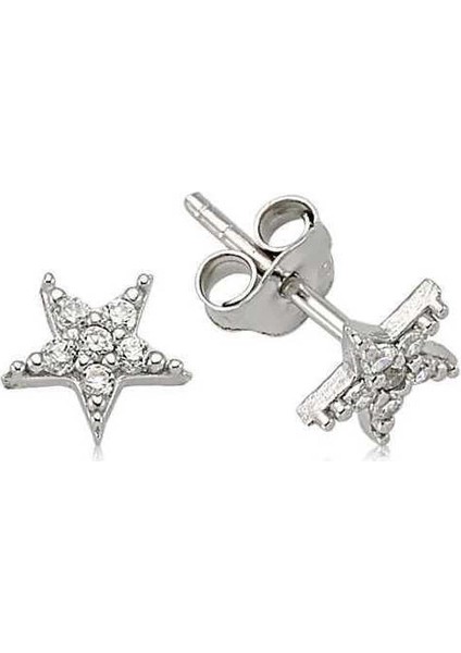 Gümüş Yıldız Çivili Küpe