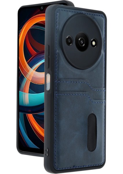 Xiaomi Redmi A3 4g Kılıf Sara Kartvizitli Deri Kılıf - Lacivert Ferrg