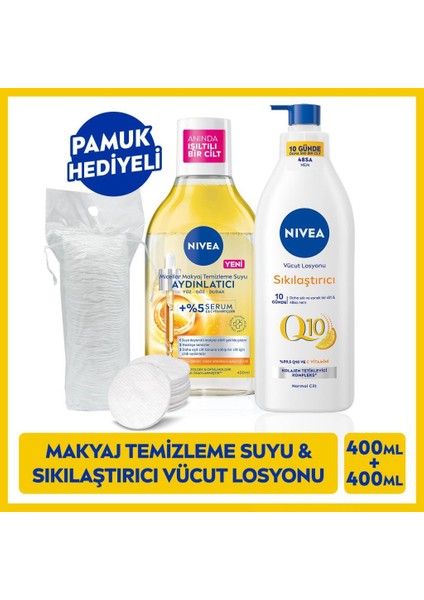 Serum İçerikli Micellar Makyaj Temizleme Suyu 400ml ve Q10 Vücut Losyonu, Nemlendirici
