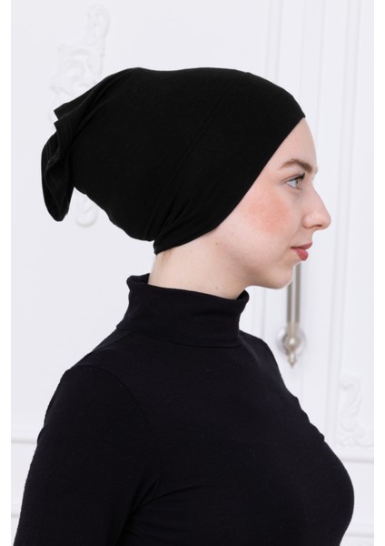 Pratik Geçmeli Siyah Boru Bone Kaymaz Önü Dikişsiz Kadın Tesettür Hazır Iç Bone fiyatları